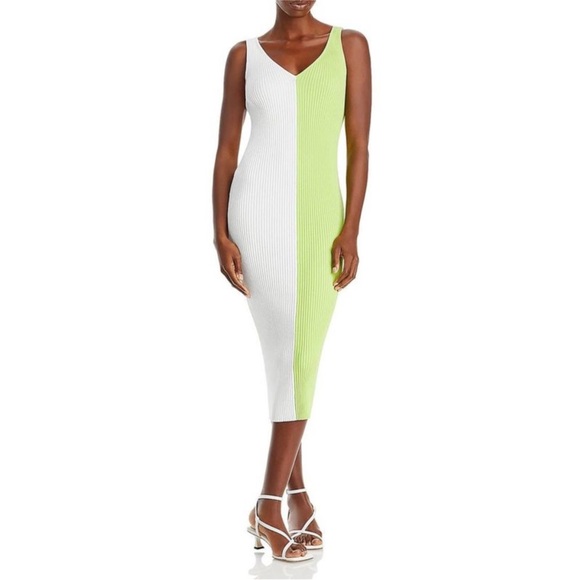 STAUD Dresses & Skirts - STAUD Dana Ribbed Colorblock Midi Dress NWOT Small